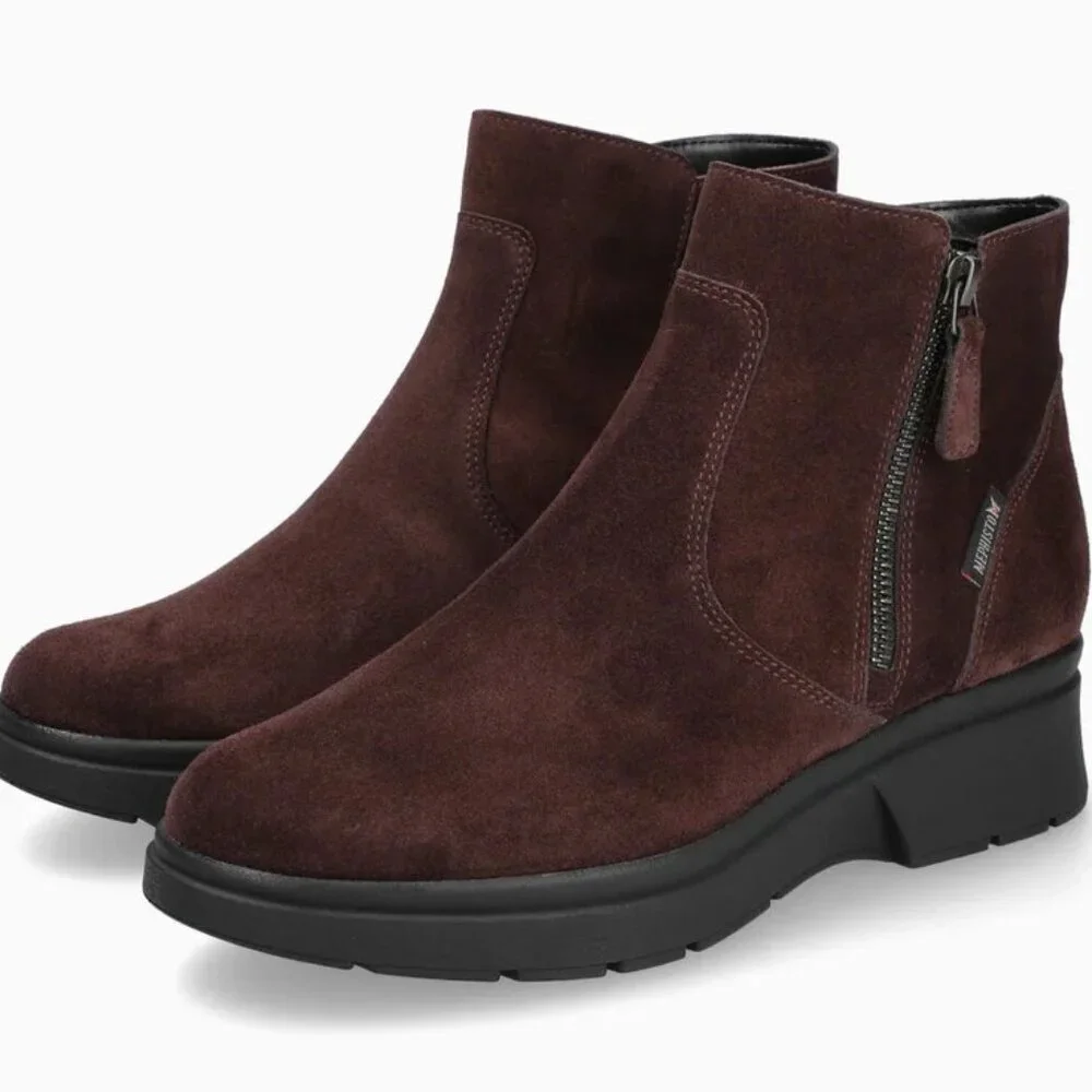 Mephisto $379 Doucia Plum Suede Zip Booties Sz 9.5 NIB! - Picture 1 of 5